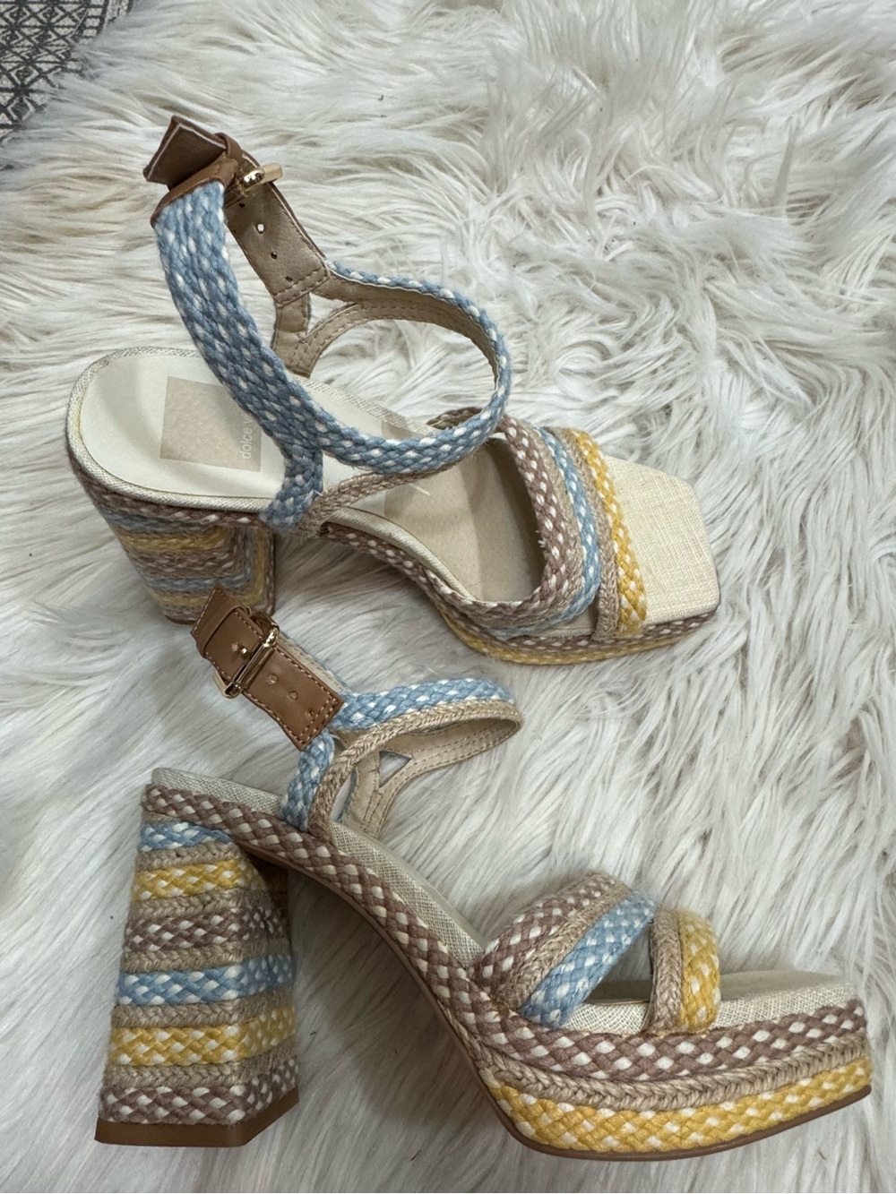Dolce Vita Woven Alex Platform Multi-Color Platform Heel Sandals 6M